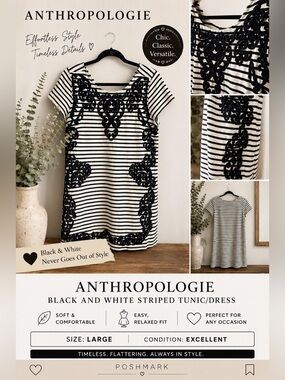 Anthropologie Black and White Striped tunic/dress